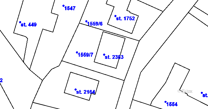 Parcela st. 2383 v KÚ Heřmanův Městec, Katastrální mapa