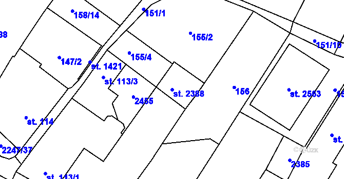 Parcela st. 2388 v KÚ Heřmanův Městec, Katastrální mapa
