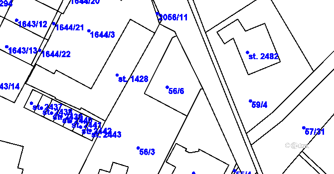 Parcela st. 56/6 v KÚ Heřmanův Městec, Katastrální mapa