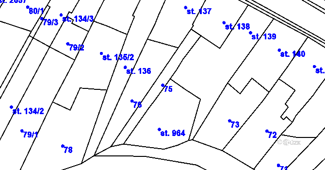 Parcela st. 75 v KÚ Heřmanův Městec, Katastrální mapa
