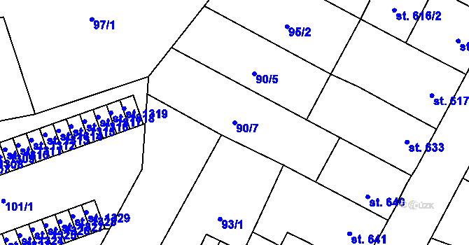 Parcela st. 90/7 v KÚ Heřmanův Městec, Katastrální mapa
