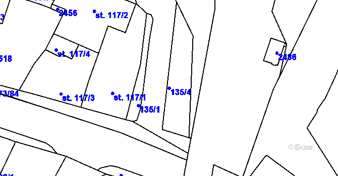 Parcela st. 135/4 v KÚ Heřmanův Městec, Katastrální mapa