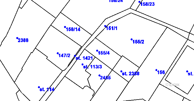 Parcela st. 155/4 v KÚ Heřmanův Městec, Katastrální mapa