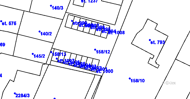 Parcela st. 158/12 v KÚ Heřmanův Městec, Katastrální mapa