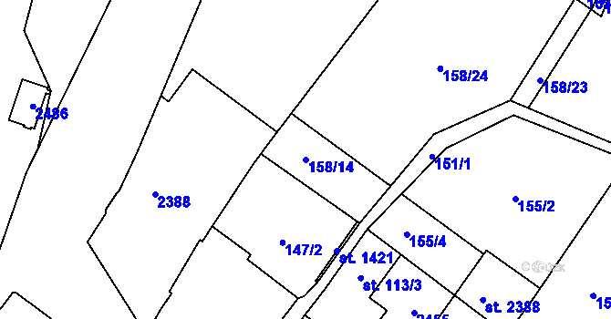 Parcela st. 158/14 v KÚ Heřmanův Městec, Katastrální mapa