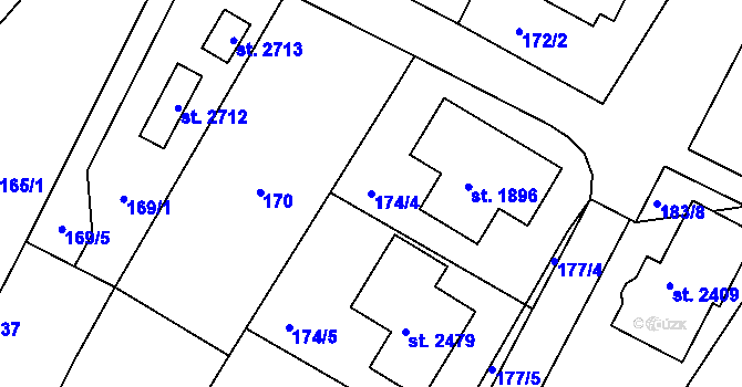 Parcela st. 174/4 v KÚ Heřmanův Městec, Katastrální mapa