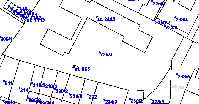 Parcela st. 225/3 v KÚ Heřmanův Městec, Katastrální mapa