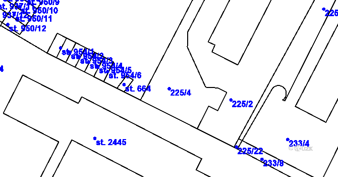 Parcela st. 225/4 v KÚ Heřmanův Městec, Katastrální mapa