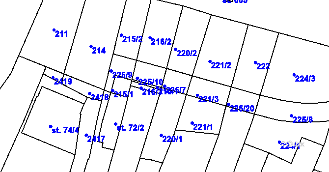 Parcela st. 225/7 v KÚ Heřmanův Městec, Katastrální mapa