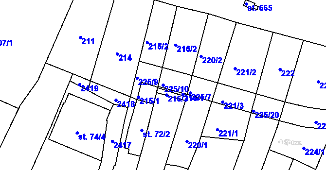 Parcela st. 225/10 v KÚ Heřmanův Městec, Katastrální mapa