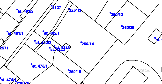 Parcela st. 260/14 v KÚ Heřmanův Městec, Katastrální mapa