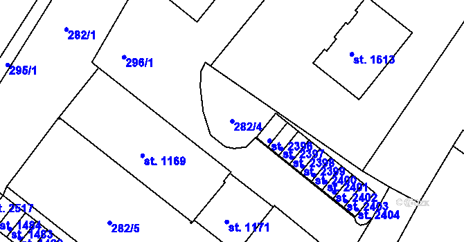 Parcela st. 282/4 v KÚ Heřmanův Městec, Katastrální mapa