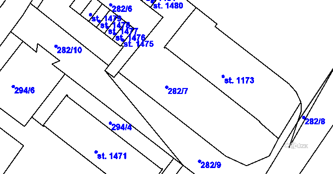 Parcela st. 282/7 v KÚ Heřmanův Městec, Katastrální mapa