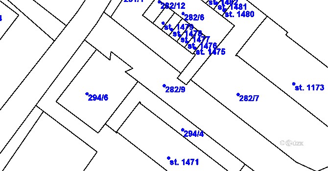 Parcela st. 282/9 v KÚ Heřmanův Městec, Katastrální mapa