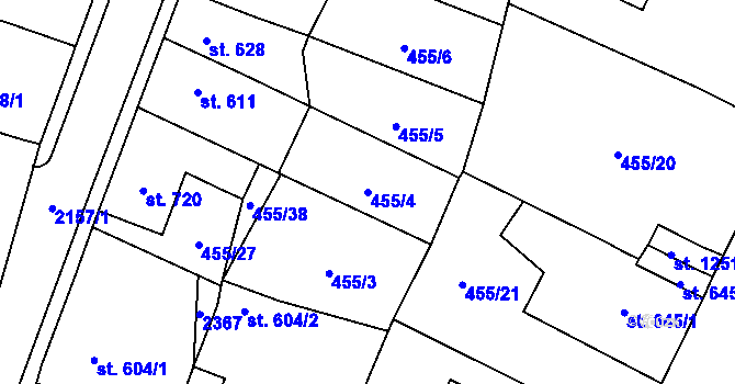 Parcela st. 455/4 v KÚ Heřmanův Městec, Katastrální mapa