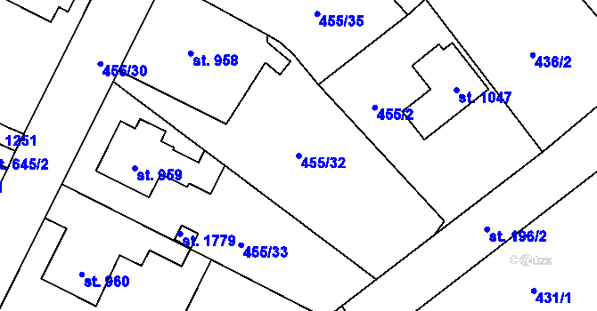 Parcela st. 455/32 v KÚ Heřmanův Městec, Katastrální mapa