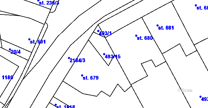 Parcela st. 493/15 v KÚ Heřmanův Městec, Katastrální mapa