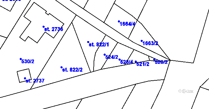 Parcela st. 524/2 v KÚ Heřmanův Městec, Katastrální mapa