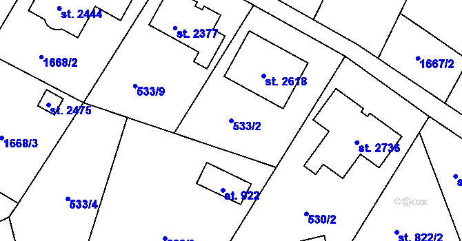 Parcela st. 533/2 v KÚ Heřmanův Městec, Katastrální mapa
