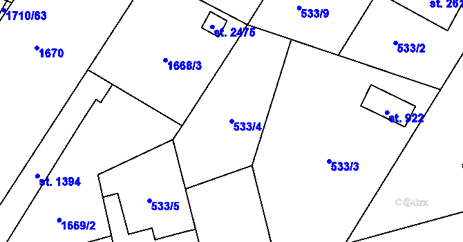 Parcela st. 533/4 v KÚ Heřmanův Městec, Katastrální mapa
