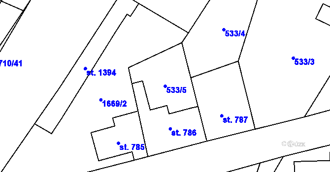 Parcela st. 533/5 v KÚ Heřmanův Městec, Katastrální mapa