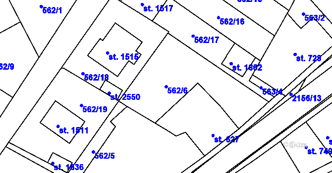 Parcela st. 562/6 v KÚ Heřmanův Městec, Katastrální mapa
