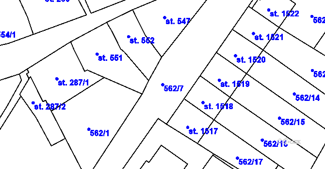 Parcela st. 562/7 v KÚ Heřmanův Městec, Katastrální mapa