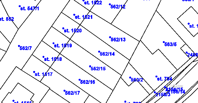 Parcela st. 562/14 v KÚ Heřmanův Městec, Katastrální mapa