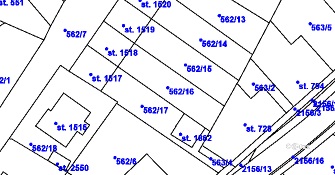 Parcela st. 562/16 v KÚ Heřmanův Městec, Katastrální mapa