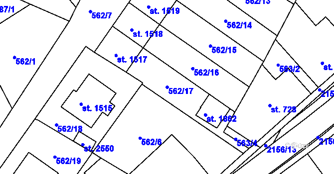 Parcela st. 562/17 v KÚ Heřmanův Městec, Katastrální mapa