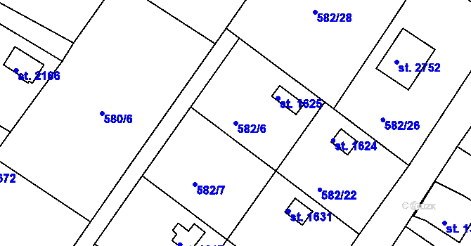 Parcela st. 582/6 v KÚ Heřmanův Městec, Katastrální mapa
