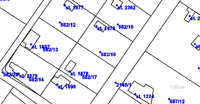 Parcela st. 582/16 v KÚ Heřmanův Městec, Katastrální mapa