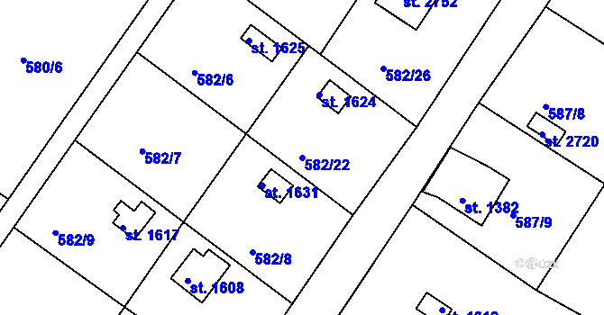 Parcela st. 582/22 v KÚ Heřmanův Městec, Katastrální mapa
