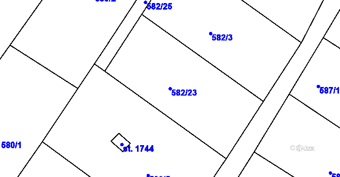 Parcela st. 582/23 v KÚ Heřmanův Městec, Katastrální mapa