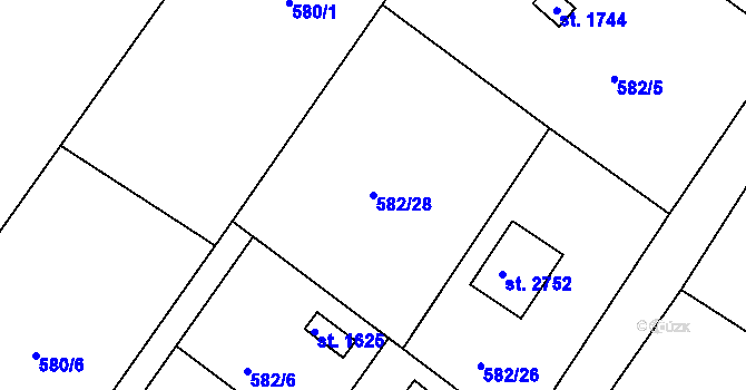 Parcela st. 582/28 v KÚ Heřmanův Městec, Katastrální mapa