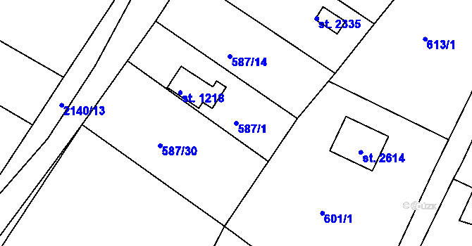 Parcela st. 587/1 v KÚ Heřmanův Městec, Katastrální mapa