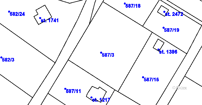 Parcela st. 587/3 v KÚ Heřmanův Městec, Katastrální mapa