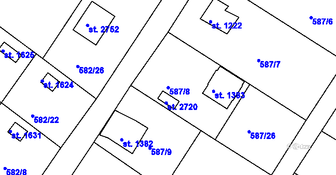 Parcela st. 587/8 v KÚ Heřmanův Městec, Katastrální mapa