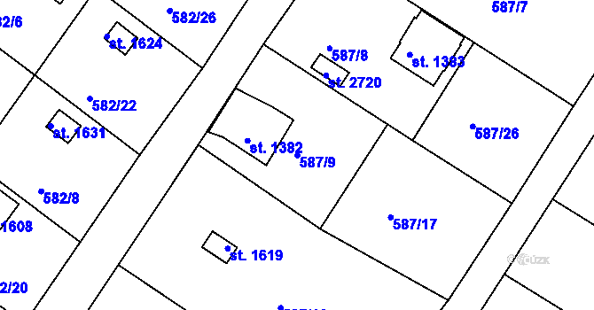 Parcela st. 587/9 v KÚ Heřmanův Městec, Katastrální mapa