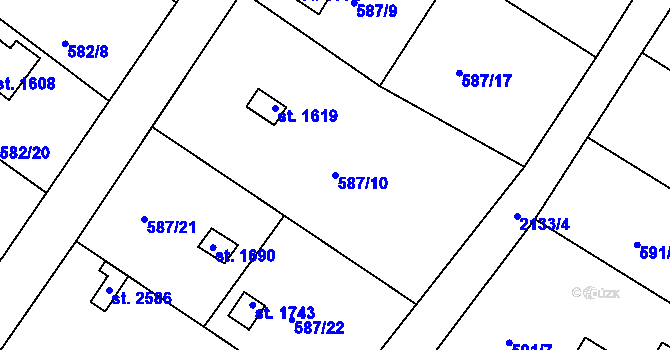 Parcela st. 587/10 v KÚ Heřmanův Městec, Katastrální mapa