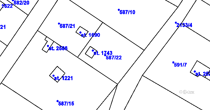 Parcela st. 587/22 v KÚ Heřmanův Městec, Katastrální mapa