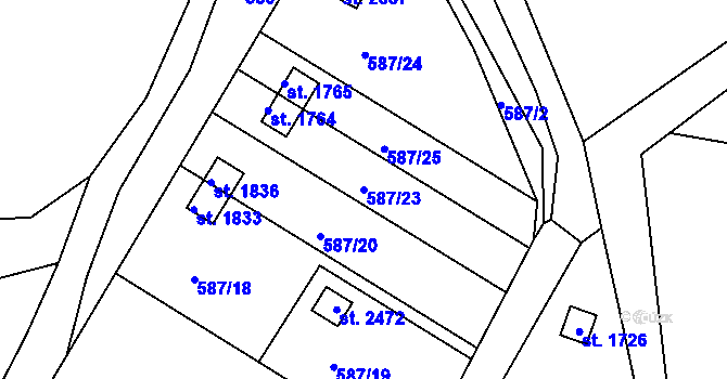 Parcela st. 587/23 v KÚ Heřmanův Městec, Katastrální mapa