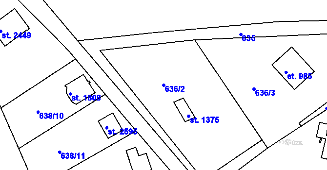 Parcela st. 636/2 v KÚ Heřmanův Městec, Katastrální mapa