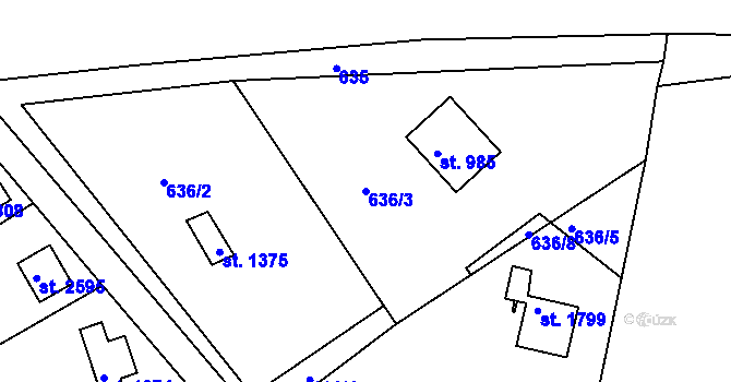 Parcela st. 636/3 v KÚ Heřmanův Městec, Katastrální mapa