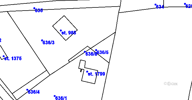 Parcela st. 636/5 v KÚ Heřmanův Městec, Katastrální mapa
