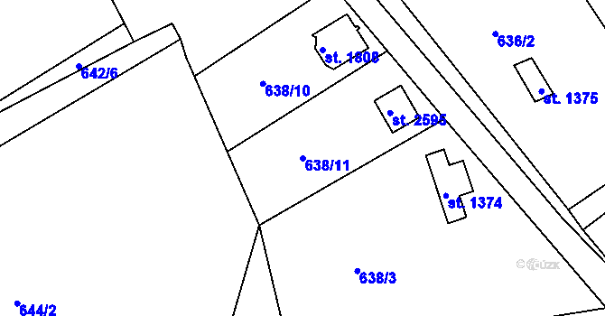 Parcela st. 638/11 v KÚ Heřmanův Městec, Katastrální mapa