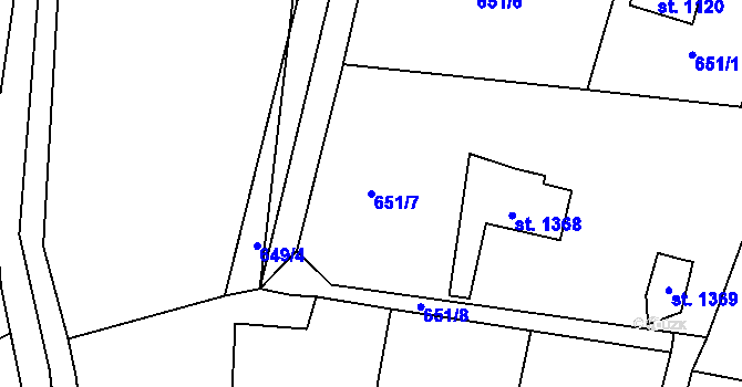 Parcela st. 651/7 v KÚ Heřmanův Městec, Katastrální mapa