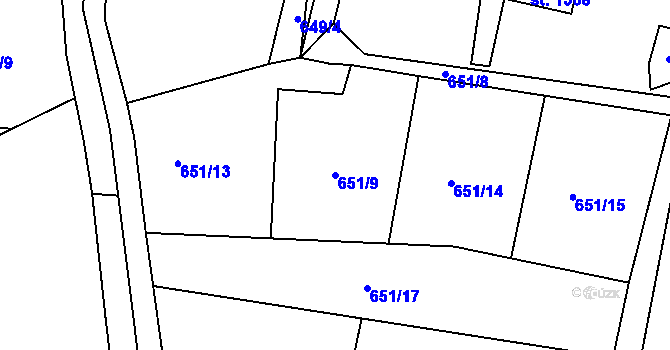 Parcela st. 651/9 v KÚ Heřmanův Městec, Katastrální mapa