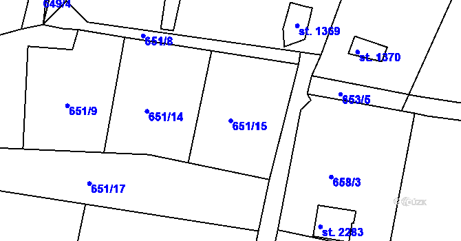 Parcela st. 651/15 v KÚ Heřmanův Městec, Katastrální mapa