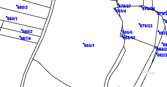 Parcela st. 665/1 v KÚ Heřmanův Městec, Katastrální mapa